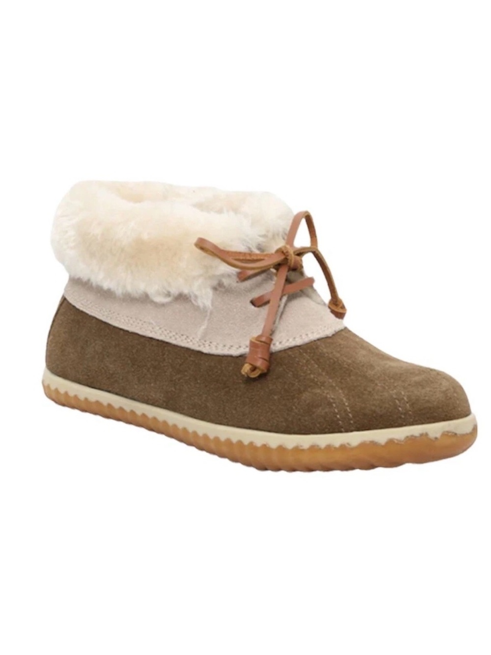 Sperry Elayna Duck Ankle Booties Faux Fur Lined Leather Suede Brown Size 10 NEW!